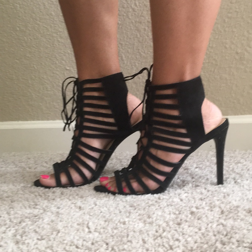 Strappy black heels